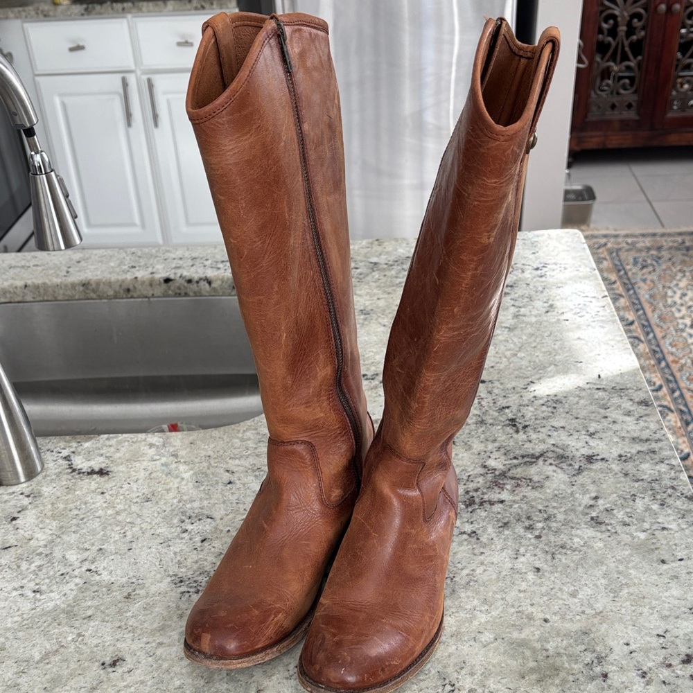 Frye Brown Leather Knee Boots Sz 9B